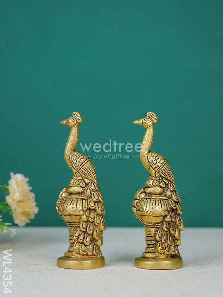 Brass Peacock Idol (Set Of 2) - Wl4354 Figurines