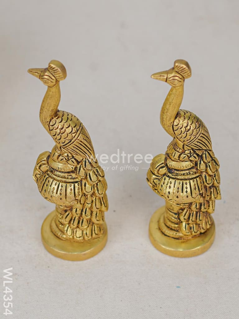 Brass Peacock Idol (Set Of 2) - Wl4354 Figurines