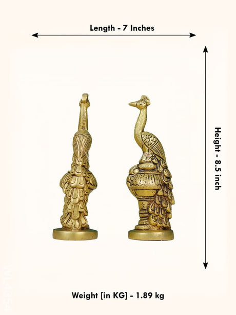 Brass Peacock Idol (Set Of 2) - Wl4354 Figurines