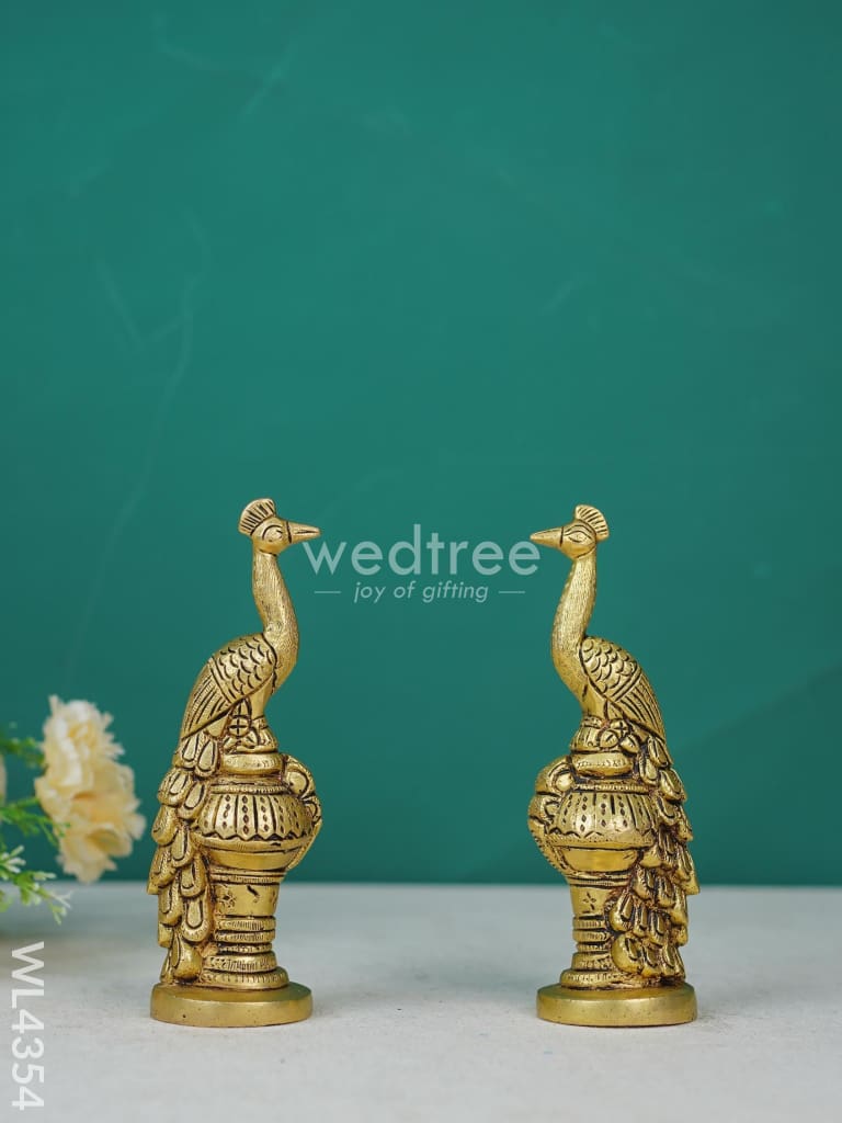 Brass Peacock Idol (Set Of 2) - Wl4354 Figurines