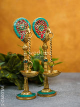 Brass Peacock Stand With Diya