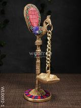 Brass Peacock Stand With Diya Red