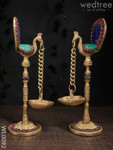 Brass Peacock Stand With Diya