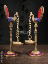 Brass Peacock Stand With Diya