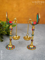 Brass Peacock Stand With Diya