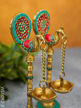 Brass Peacock Stand With Diya