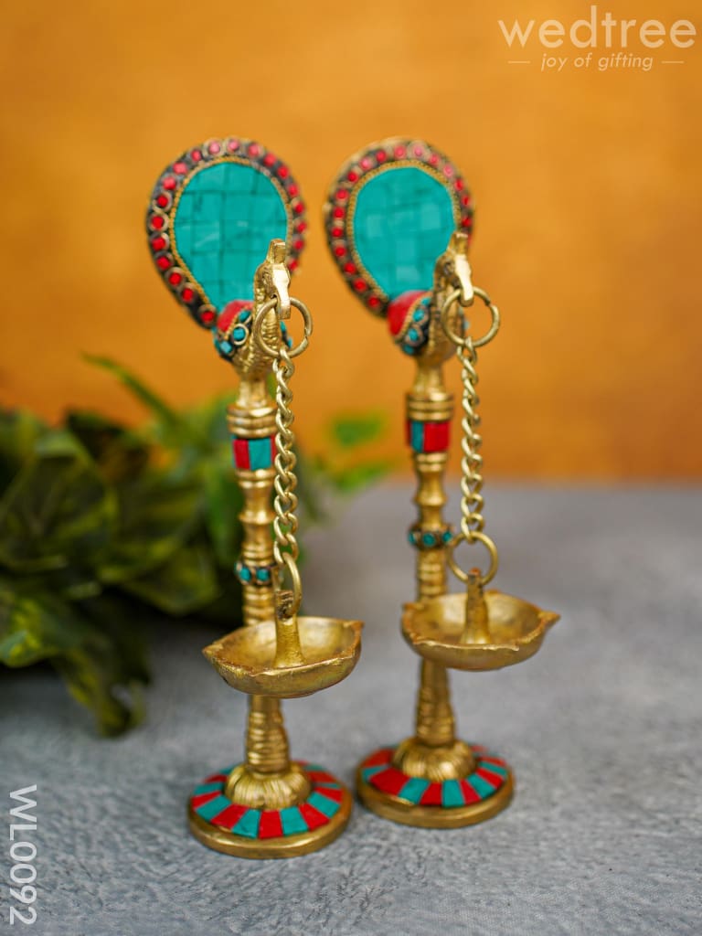 Brass Peacock Stand With Diya