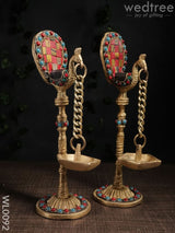 Brass Peacock Stand With Diya