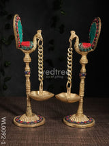 Brass Peacock Stand With Diya