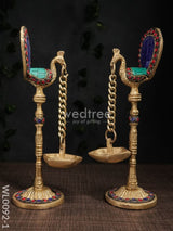 Brass Peacock Stand With Diya