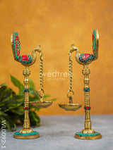 Brass Peacock Stand With Diya