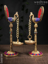 Brass Peacock Stand With Diya