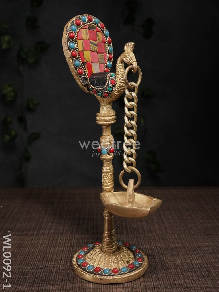 Brass Peacock Stand With Diya Multi