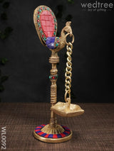 Brass Peacock Stand With Diya Red