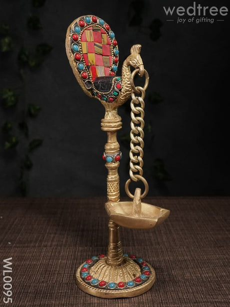 Brass Peacock Stand With Diya Multi