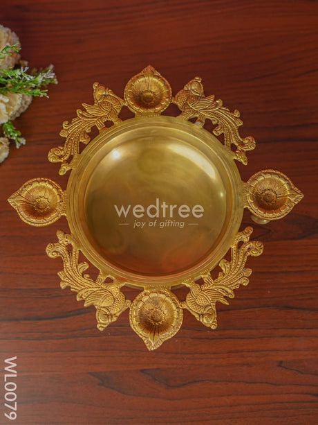 Peacock Urli 4 Face Diya With Bell - Wl0079 Brass