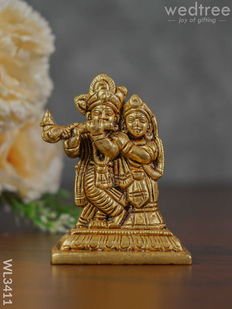 Brass Radha Krishna Idol - Wl3411 Figurines