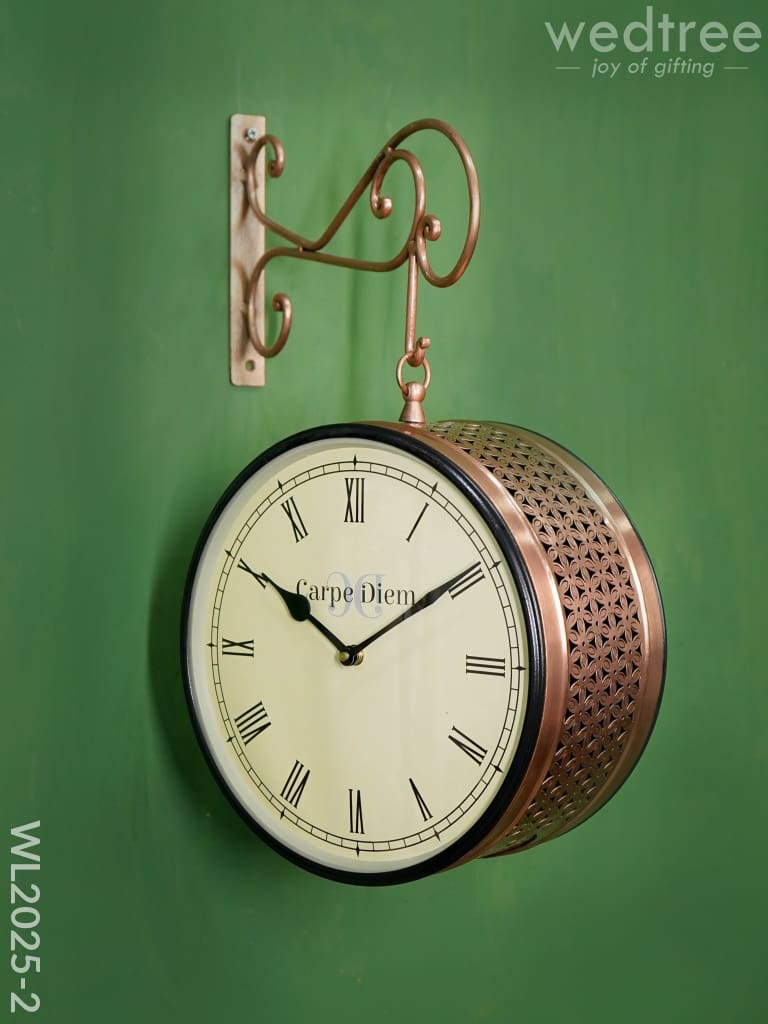 Railway Clock - 10 Inches Wl2025 Floral Copper Finish Wl2025-2 Wall Clocks