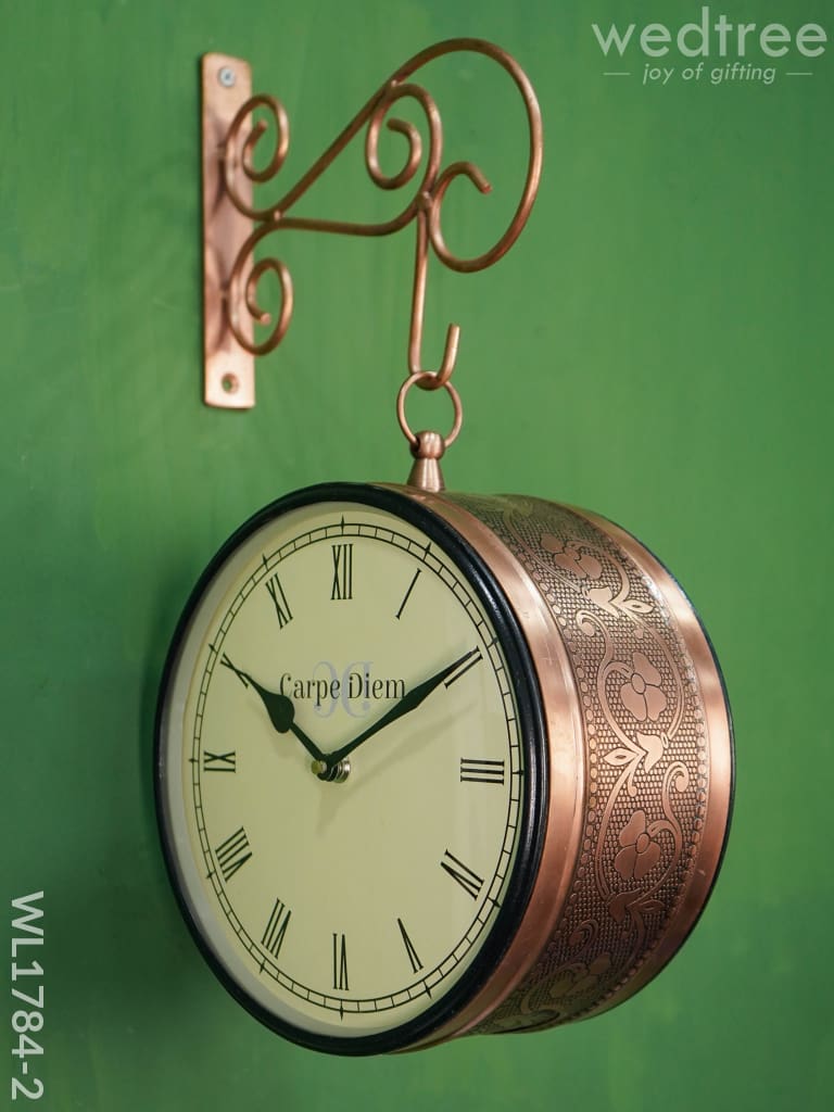 Railway Clock - 8 Inches Wl1784 Floral Copper Finish Wl1784-2 Wall Clocks