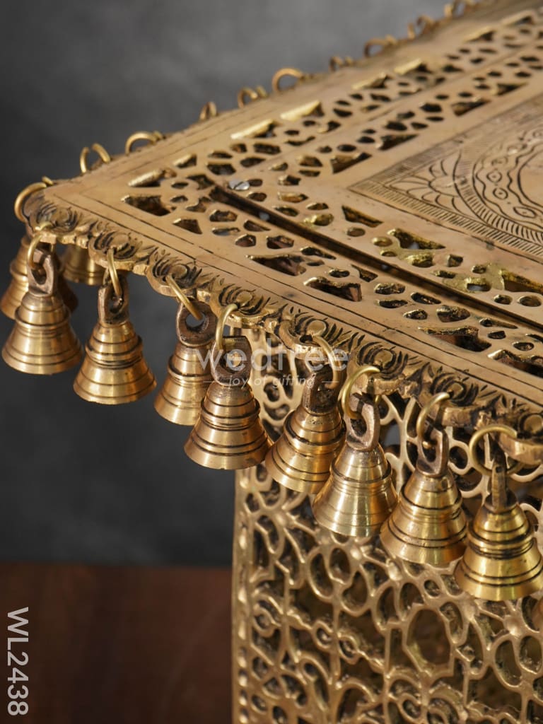 Brass Rectangular Chowki With Bells - Wl2438 Utility