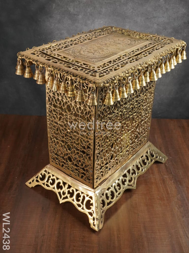 Brass Rectangular Chowki With Bells - Wl2438 Utility