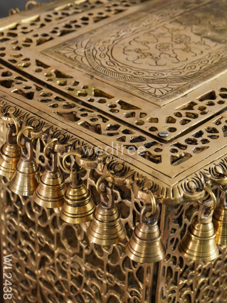 Brass Rectangular Chowki With Bells - Wl2438 Utility