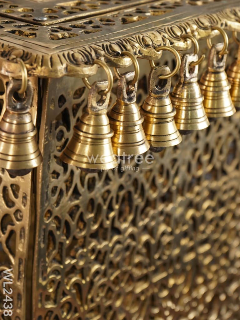 Brass Rectangular Chowki With Bells - Wl2438 Utility