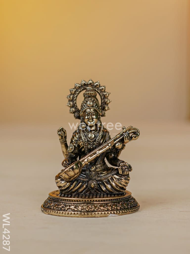 Brass Antique Saraswathi Idol - Wl4287 Figurines