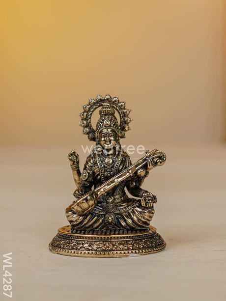 Brass Antique Saraswathi Idol - Wl4287 Figurines