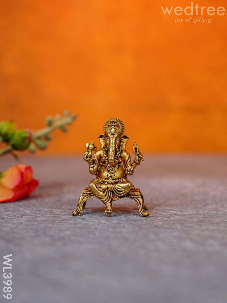 Brass Seated Ganesha-Lakshmi Idols - Wl3989 Figurines