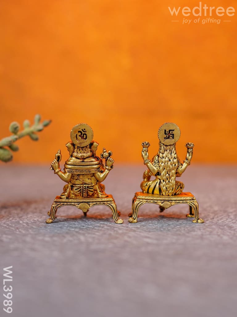 Brass Seated Ganesha-Lakshmi Idols - Wl3989 Figurines