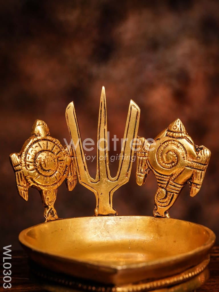 Brass Shank Chakra And Nama Diya - Wl0303