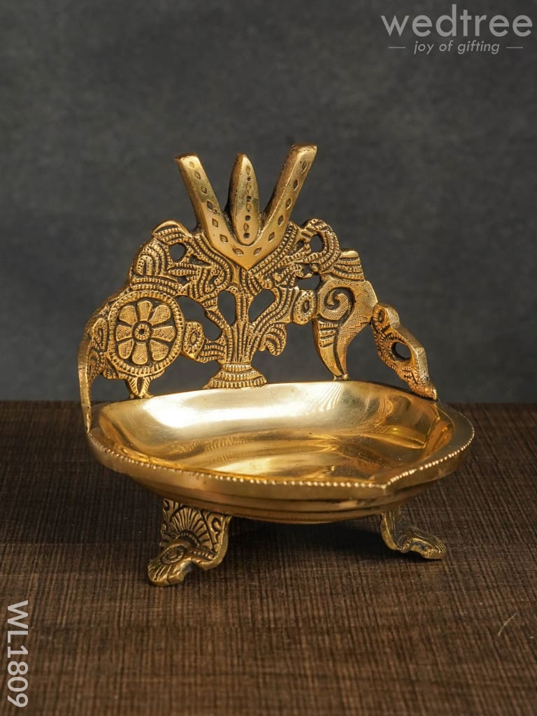 Brass Shank Chakra And Nama Diya - Wl1809