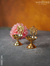 Brass Shank & Chakra Diya - 4.5 Inch Wl3880