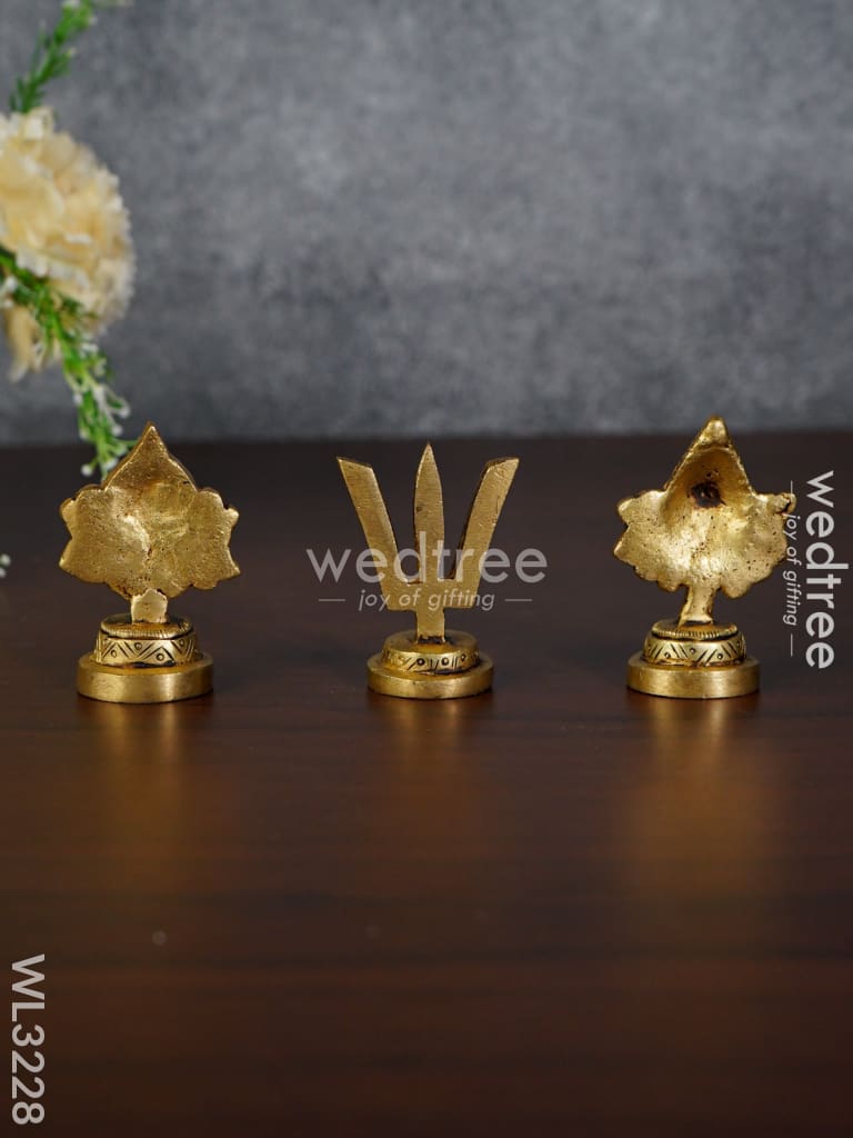 Brass Shank Chakra Naama Figurines - Set Of 3 Wl3228