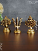 Brass Shank Chakra Naama Figurines - Set Of 3 Wl3228