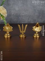 Brass Shank Chakra Naama Figurines - Set Of 3 Wl3228