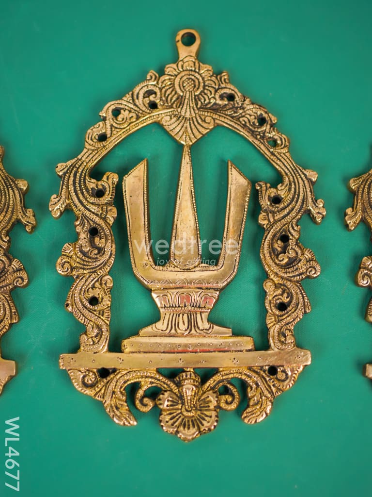 Brass Shank Chakra Naama Wall Hanging - Set Of 3 Wl4677