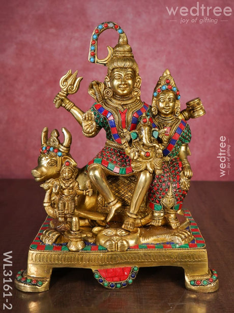 Brass Shiv Parivar Figurine - Brown Antique Finish Wl3161 Big Figurines