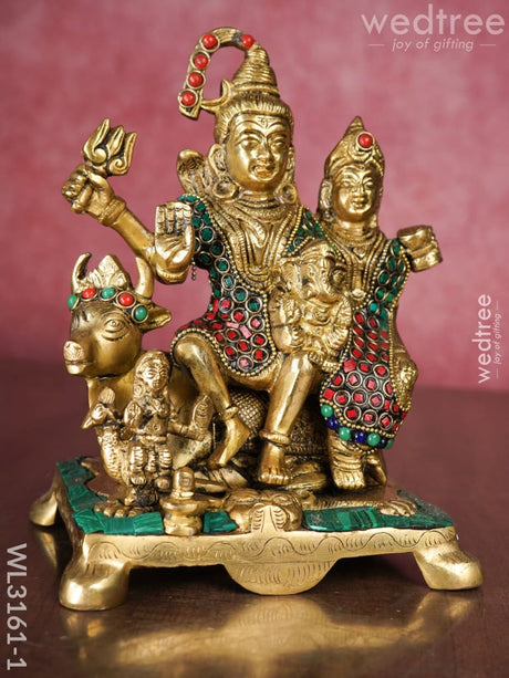 Brass Shiv Parivar Figurine - Brown Antique Finish Wl3161 Figurines