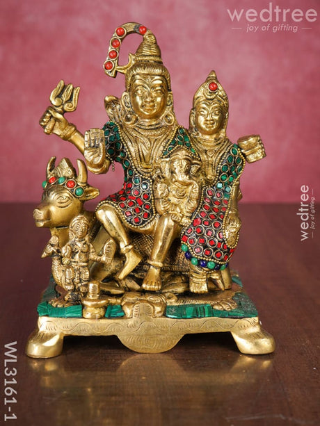 Brass Shiv Parivar Figurine - Brown Antique Finish Wl3161 Small Figurines