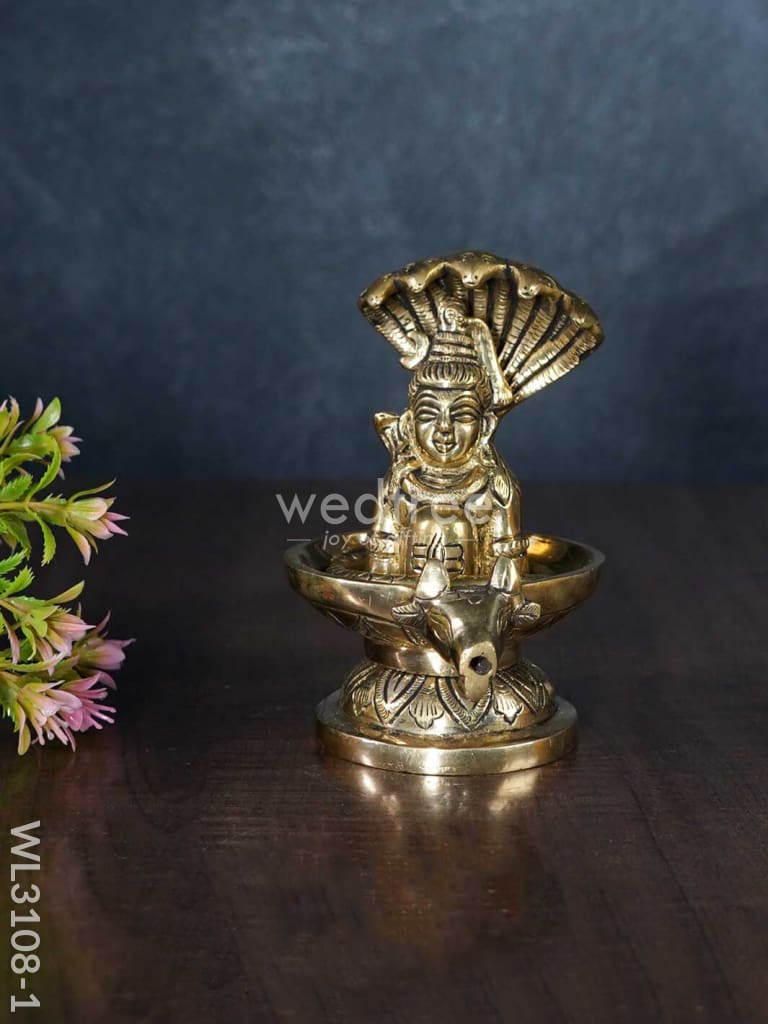 Brass Shivling With Snake - Wl3108 1 Face Figurines