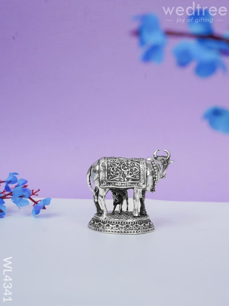 Brass Silver Antique Cow And Calf - Wl4341 Figurines