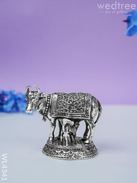 Brass Silver Antique Cow And Calf - Wl4341 Figurines