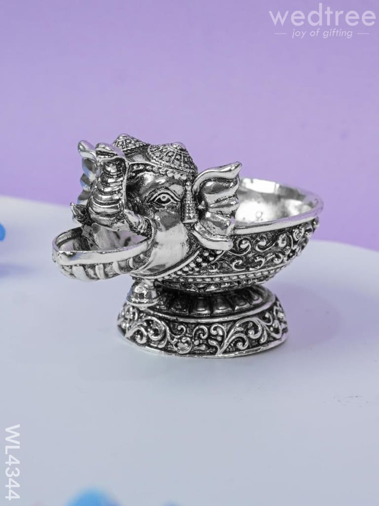 Brass Silver Antique Elephant Diya - Wl4344 Figurines