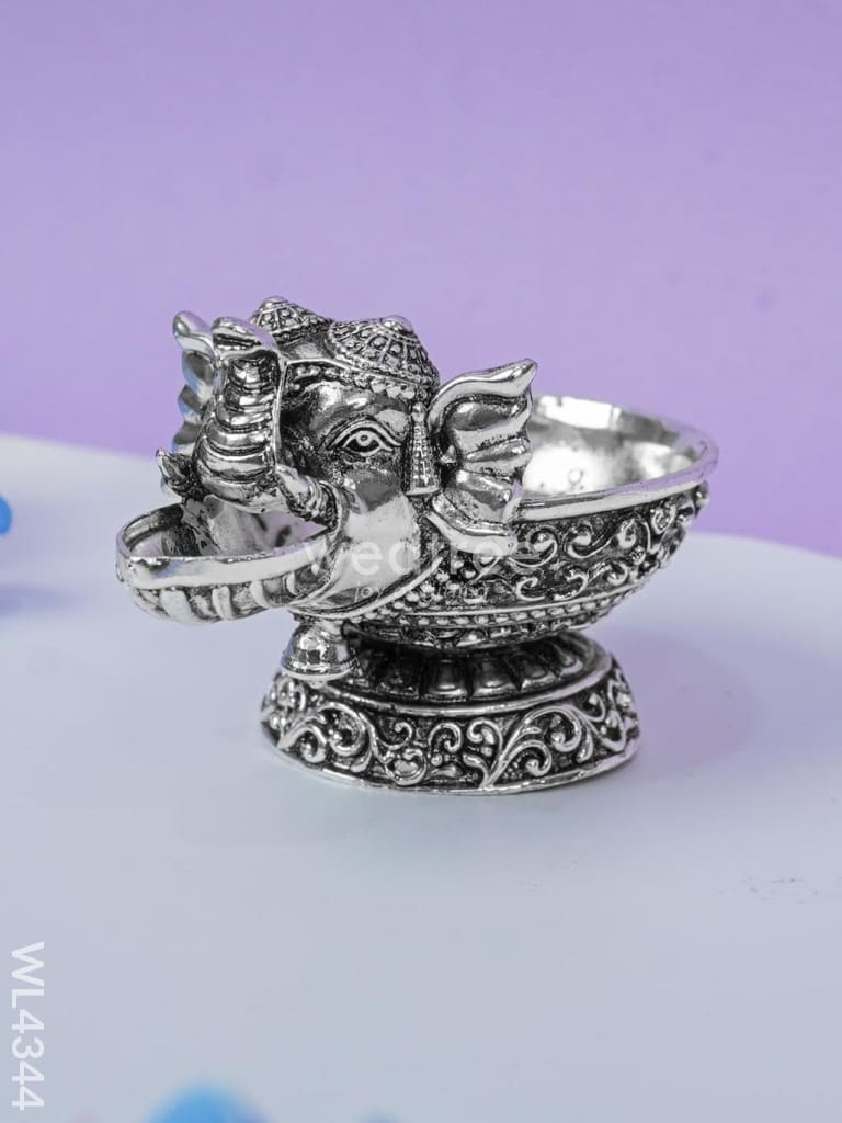 Brass Silver Antique Elephant Diya - Wl4344 Figurines