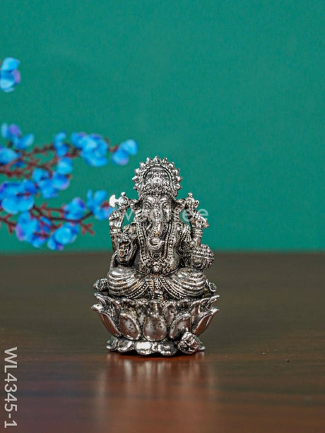 Brass Silver Antique Ganesha - Wl4345 Small Figurines