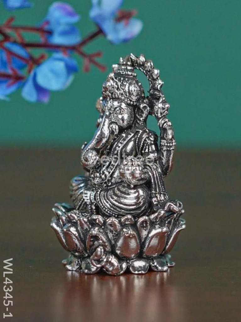 Brass Silver Antique Ganesha - Wl4345 Figurines