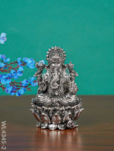 Brass Silver Antique Ganesha - Wl4345 Figurines