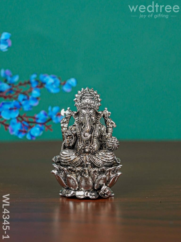 Brass Silver Antique Ganesha - Wl4345 Small Figurines